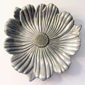Fitz And Floyd Botanical Flower Silver Trinket Candy Dish